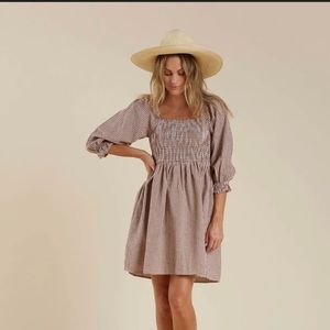 Rylee + Cru Gianna Redwood Gingham dress NWT